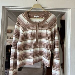 American Eagle Outfitters Pink and White Patterned Sweater